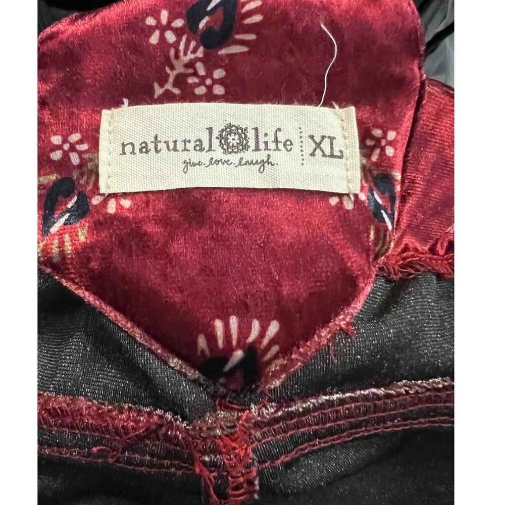 Natural Life boho Wide Leg Floral Velvet Dakota Tie Overall XL Burgundy Hippie - Picture 4 of 10